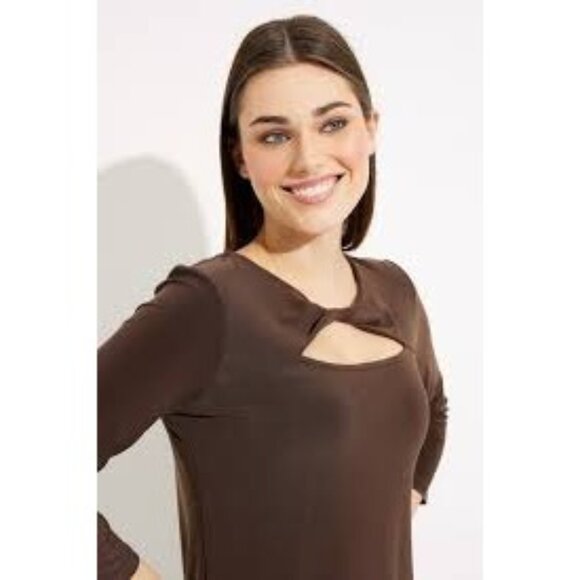 Michael Stars Yara Twist Front Tee Ultra Rib Java Brown Long Sleeve Size S - Picture 1 of 7